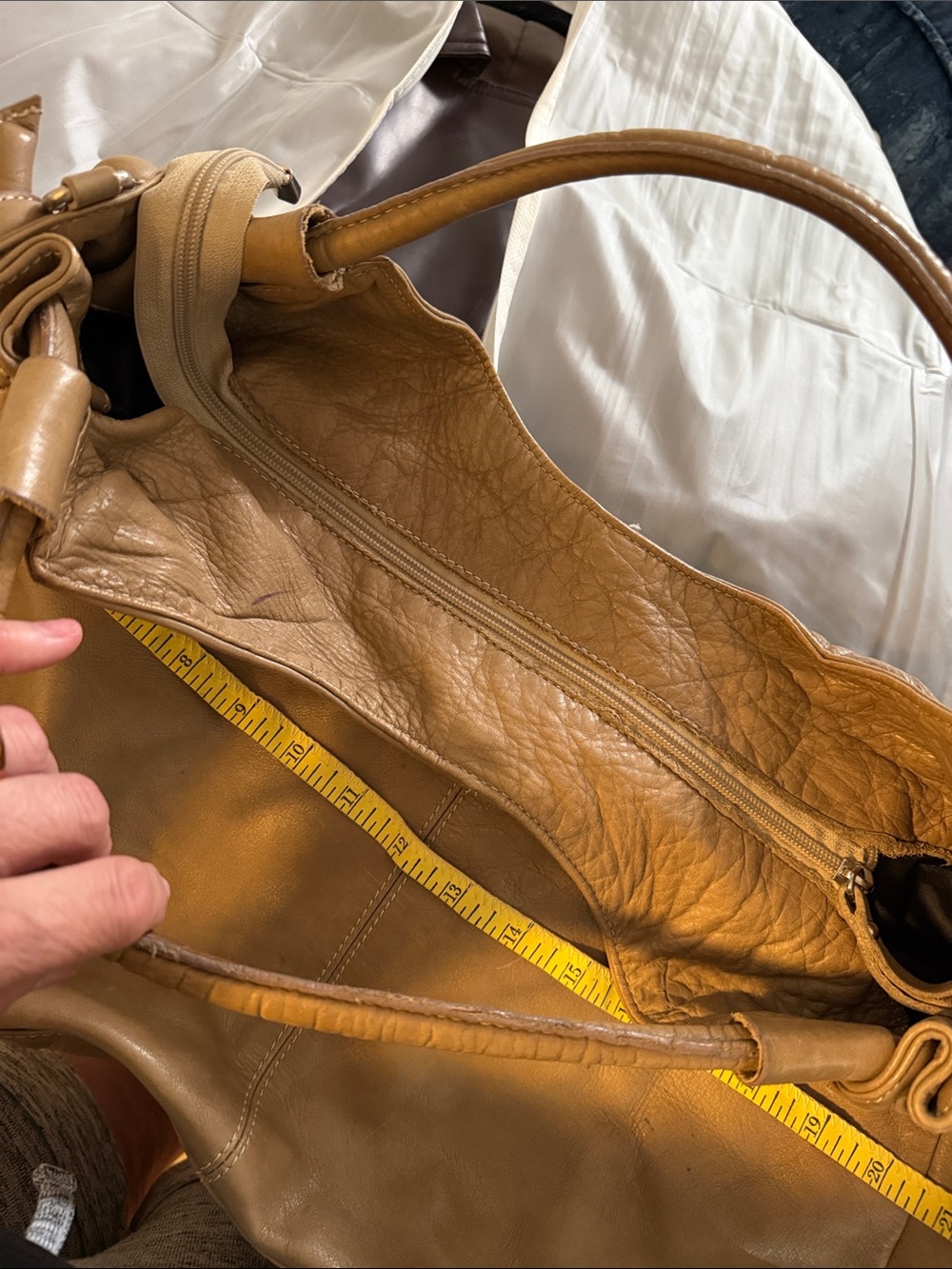 Nardelli Vintage Leather beige Hobo Shoulder Bag - Casual Everyday Tote - Picture 10 of 11